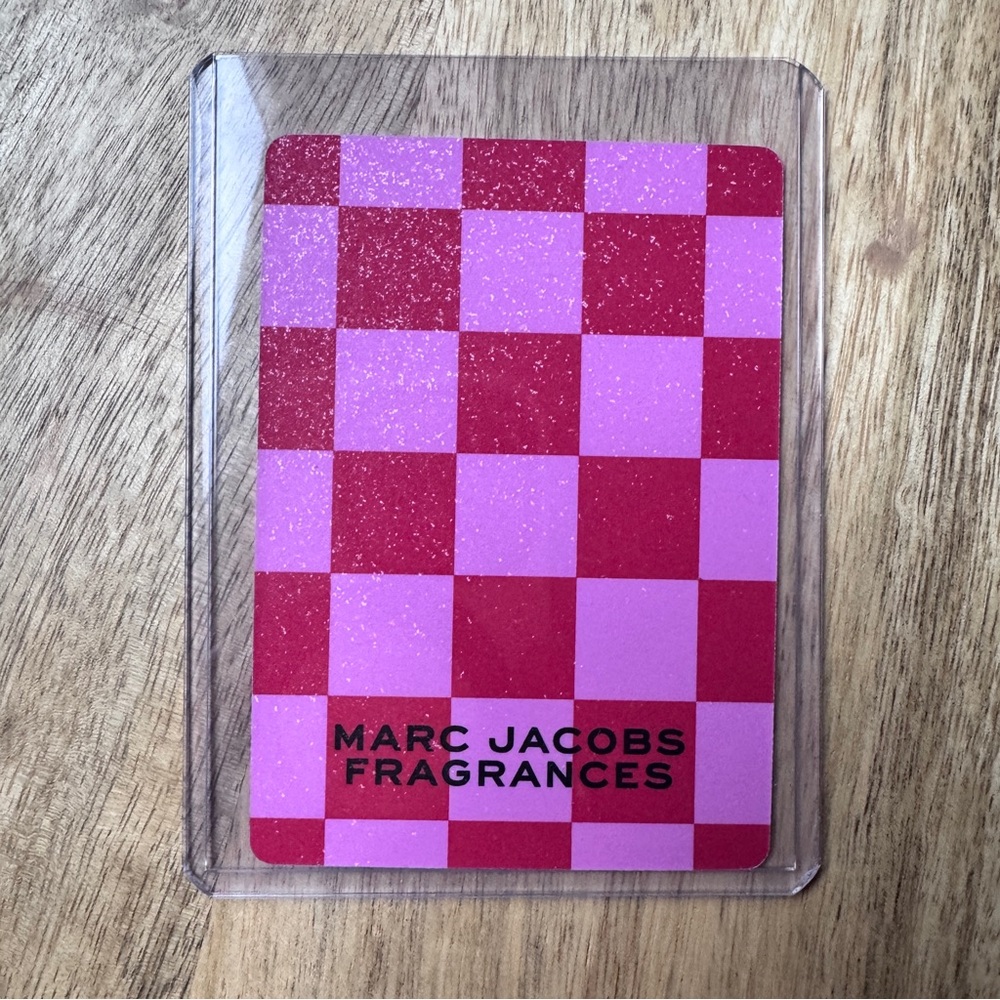 Marc Jacobs Fragrances Pink and Red Checkered Playing Card Number 10 Flowers